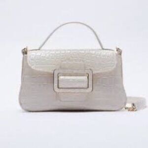 faux crocodile leather top handle bag